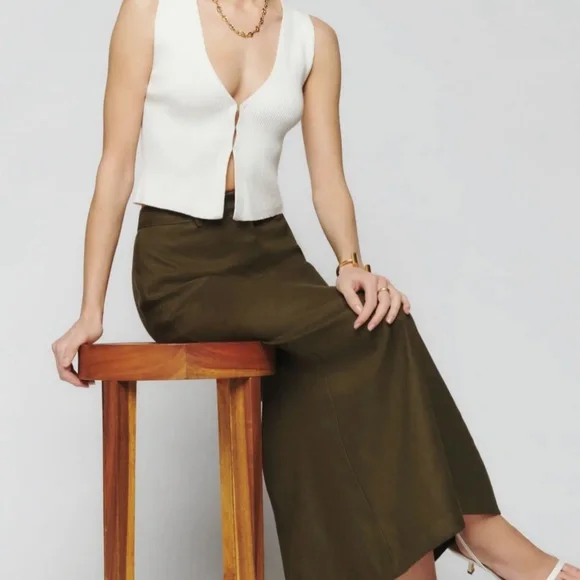 Reformation Midi Linen Skirt